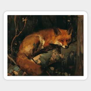 Red Fox Cozy Sleeping Forest Sticker